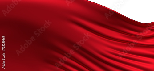 Abstract red cloth falling. Satin fabric flying in the wind