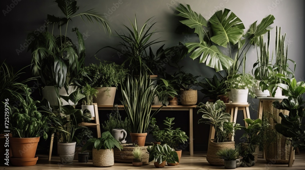 Plants in interior. Generative AI