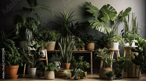 Plants in interior. Generative AI