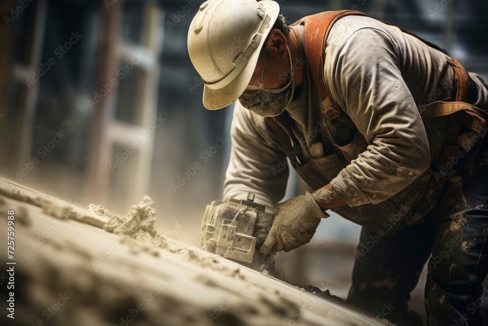 Photo of workers casting concrete Photo of workers casting concrete