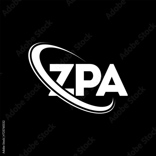 ZPA logo. ZPA letter. ZPA letter logo design. Initials ZPA logo linked with circle and uppercase monogram logo. ZPA typography for technology, business and real estate brand.