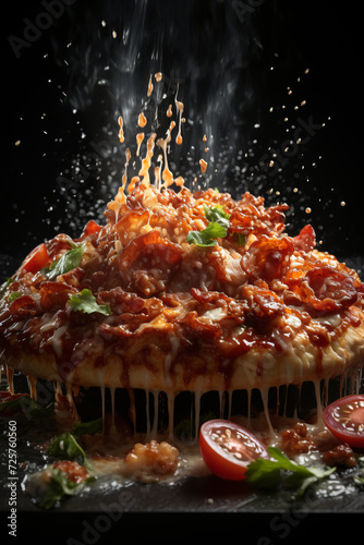 Flavorful Pizza Explosion.Food Photography Showcasing Vibrant and Delicious Gourmet Delights