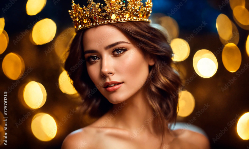 beautiful girl in a golden crown. Selective focus. beautiful girl in a golden crown. Selective focus.