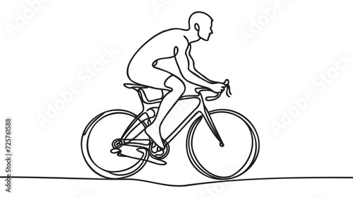 Single continuous line drawing of young agile man cyclist train to pedal cycling fast.