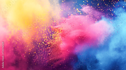 Clouds of multi-colored colorful powder, symbolizing joy and celebration. Indian Festival of Colors Holi photo