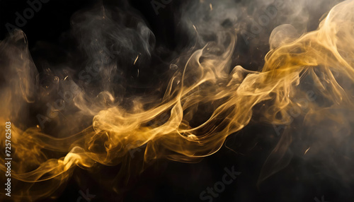 golden smoke floating over black background, screen effect, overlay, texture. photo