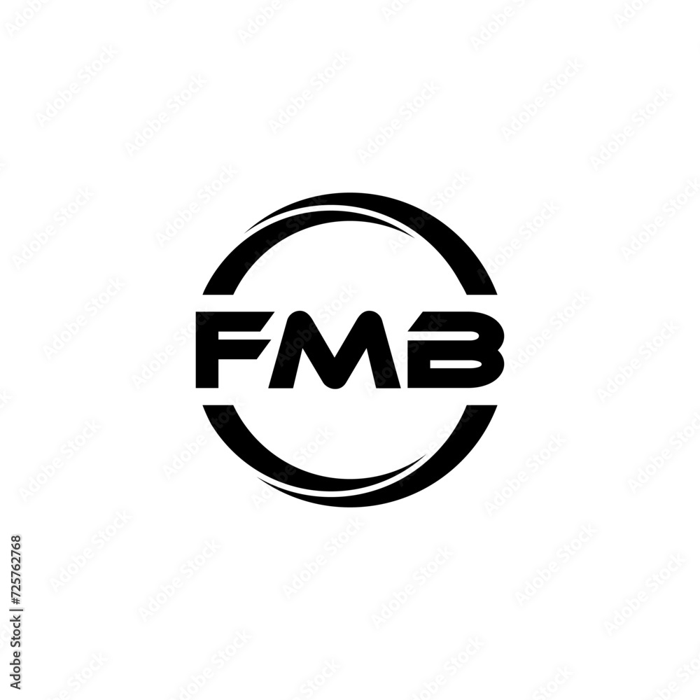 FMB letter logo design with white background in illustrator, cube logo, vector logo, modern alphabet font overlap style. calligraphy designs for logo, Poster, Invitation, etc.