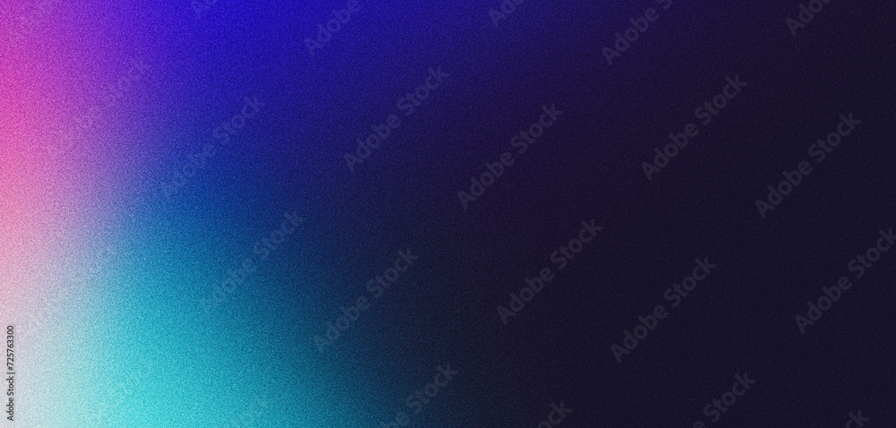 Obraz premium Dark grainy gradient background blue turquoise pink black glowing light noise texture banner backdrop poster copy space