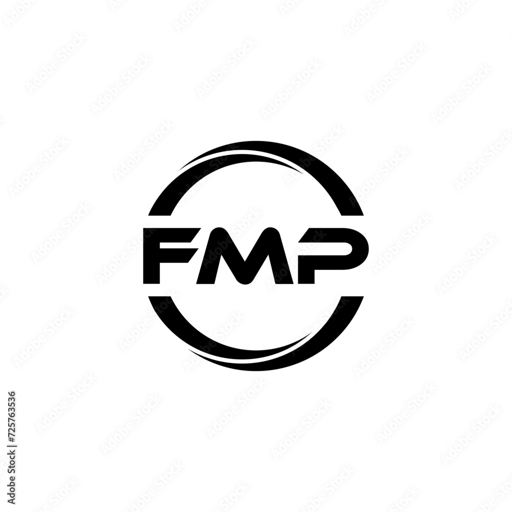 FMP letter logo design with white background in illustrator, cube logo, vector logo, modern alphabet font overlap style. calligraphy designs for logo, Poster, Invitation, etc.