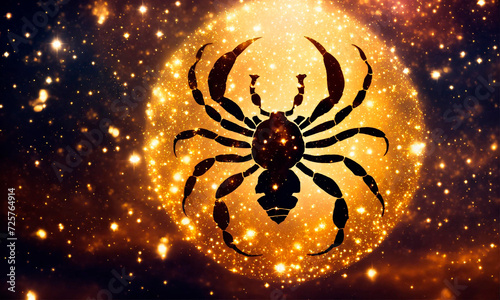 zodiac sign Scorpio on a background of stars. Selective focus. © yanadjan