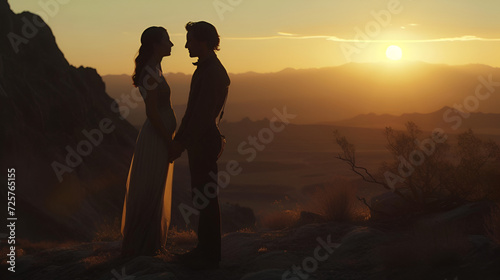 couple holding each other hands at mountain top   vanetine s theme 