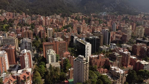 Aerial photography of the city of Bogotá, with its buildings and beautiful colors.