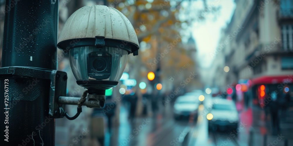 A street light on a rainy day in the city. Perfect for urban and weather-related themes A street light on a rainy day in the city. Perfect for urban and weather-related themes