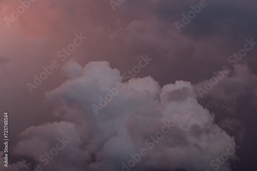 beautiful pink, thunderclouds in the sky. The sky before the storm