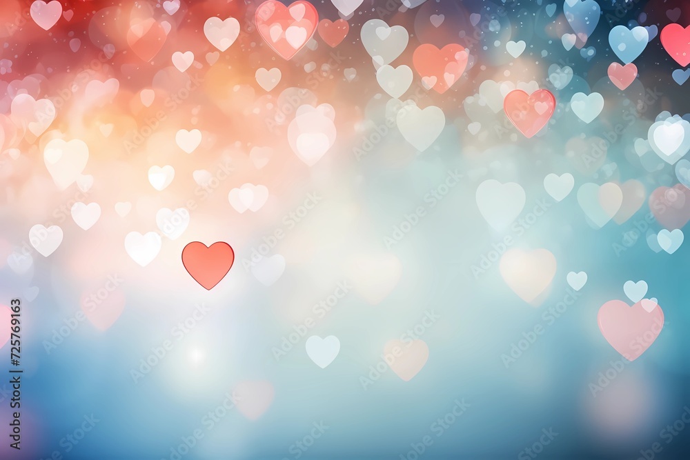 background with multi-colored transparent hearts, Day holiday concept, background for gift card, banner for website and blog background with multi-colored transparent hearts, Day holiday concept, background for gift card, banner for website and blog