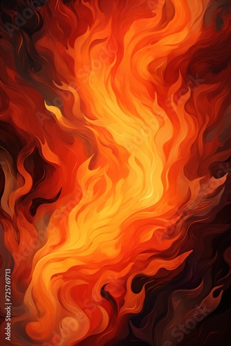 Abstract fiery background with swirling orange and red flames  perfect for dynamic and energetic design themes or creative projects. Vertical stylized fire backdrop.