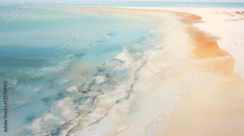  Bird's-eye perspectives capturing the beauty of sunlit coastal sandbars, where the interplay of sunlight and water creates mesmerizing patterns along the shoreline