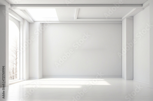 empty room with white wall  copy space