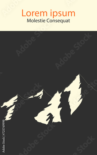 Asthetic Mountain theme book cover design portrait wall artwork poster wallpaper nature vector background illustration