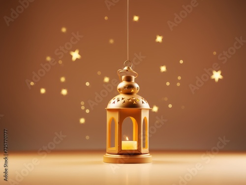 golden ramadan or muslim holiday and festival lantern. golden lantern with crescent and stars. Ramadan mubarak 3d social media post design template