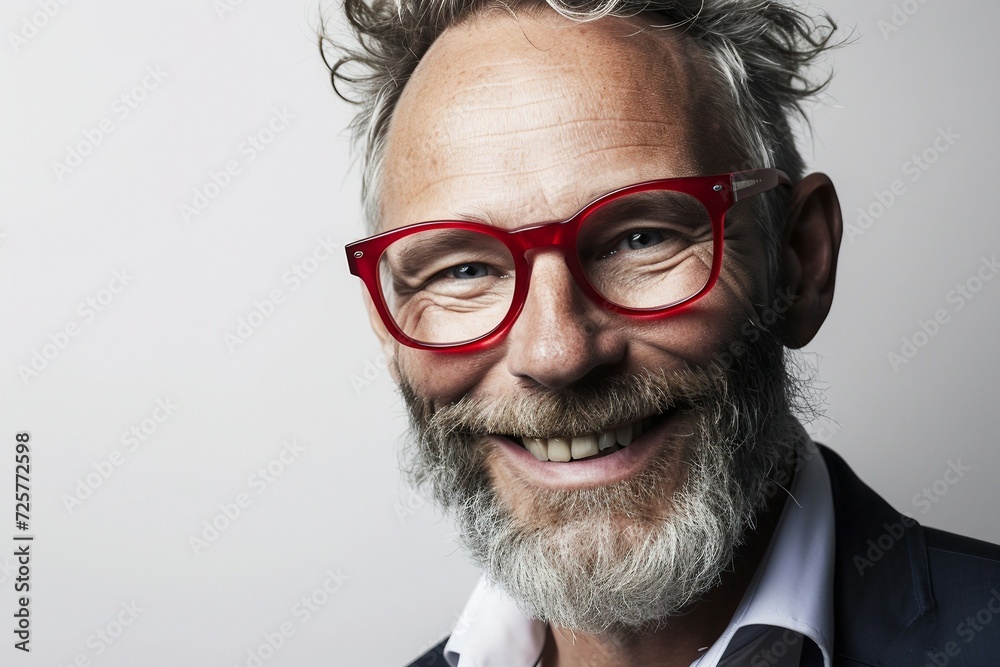 a man with red glasses smiling a man with red glasses smiling