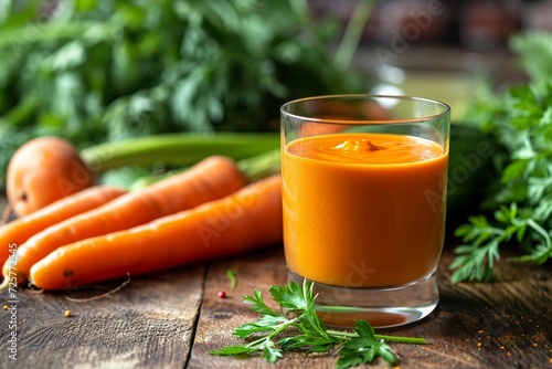 Potage de carotte dans un verre photo