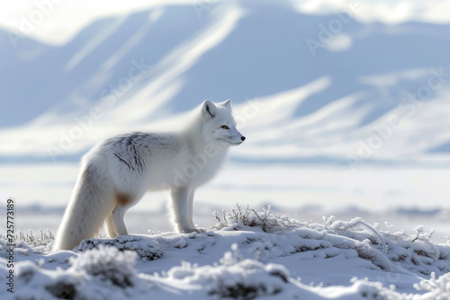 Majestic Snowy Peaks and Arctic Fox