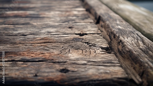 Close-up shots highlighting abstract patterns and textures on a weathered wooden pier, showcasing the passage of time and natural decay