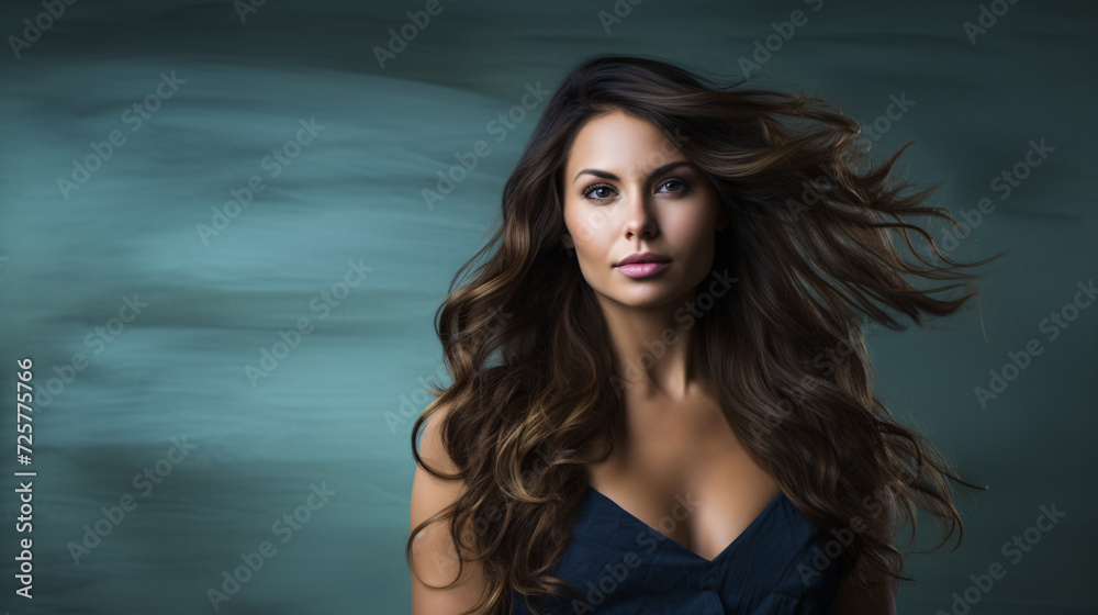 Fototapeta premium Brunette woman standing over background