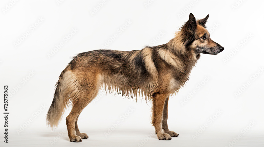 dog standing looking away isolated on white background