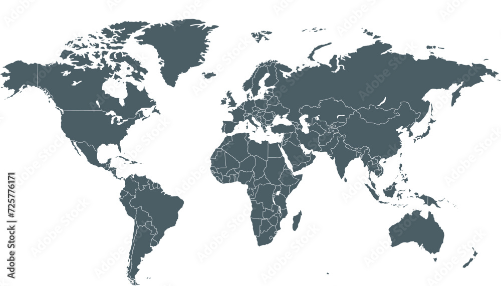 Obraz premium World map. Color modern vector map. Silhouette map. 