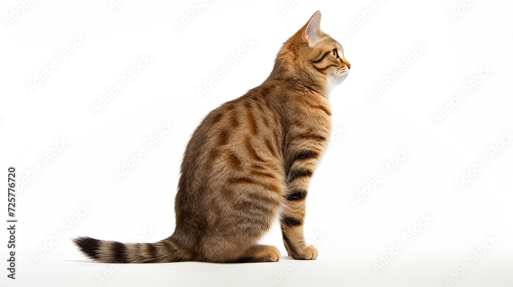 Fototapeta premium Cat standing looking away isolated on white background