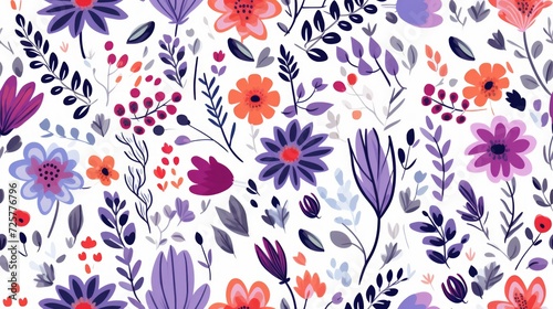 boho, doodle, floral seamless pattern, color pastel. Generative Ai