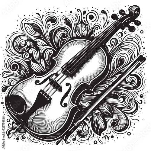 a violin music instrument on white background