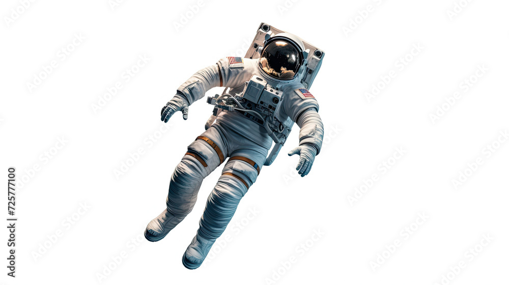 Astronaut Floating In The Air. isolated on white background