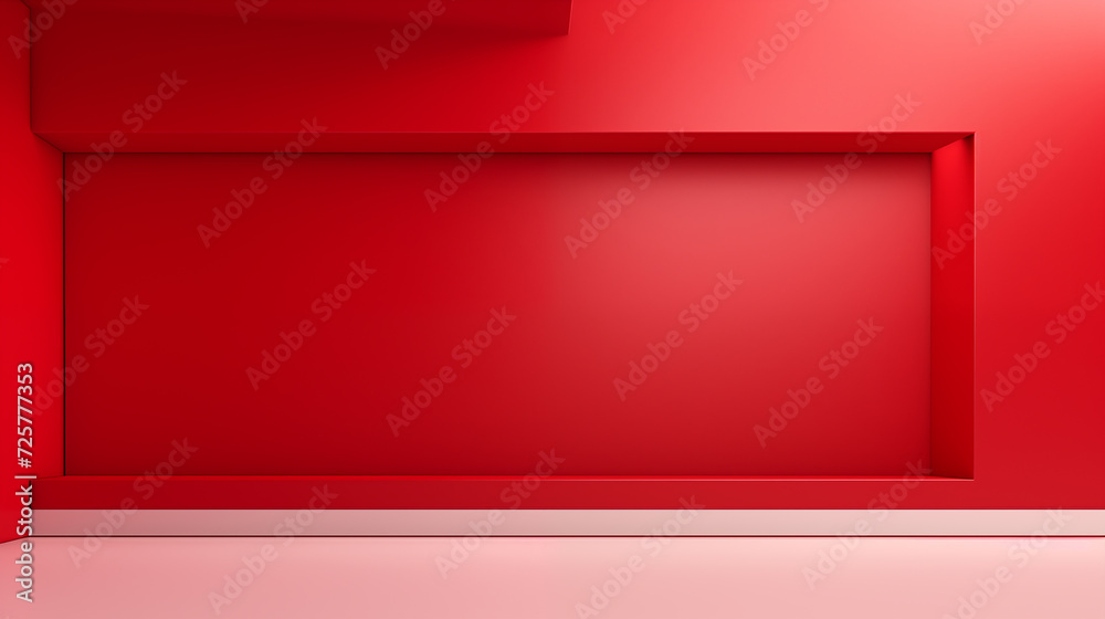 Red modern minimalistic interior background wall mockup 3d render Red modern minimalistic interior background wall mockup 3d render
