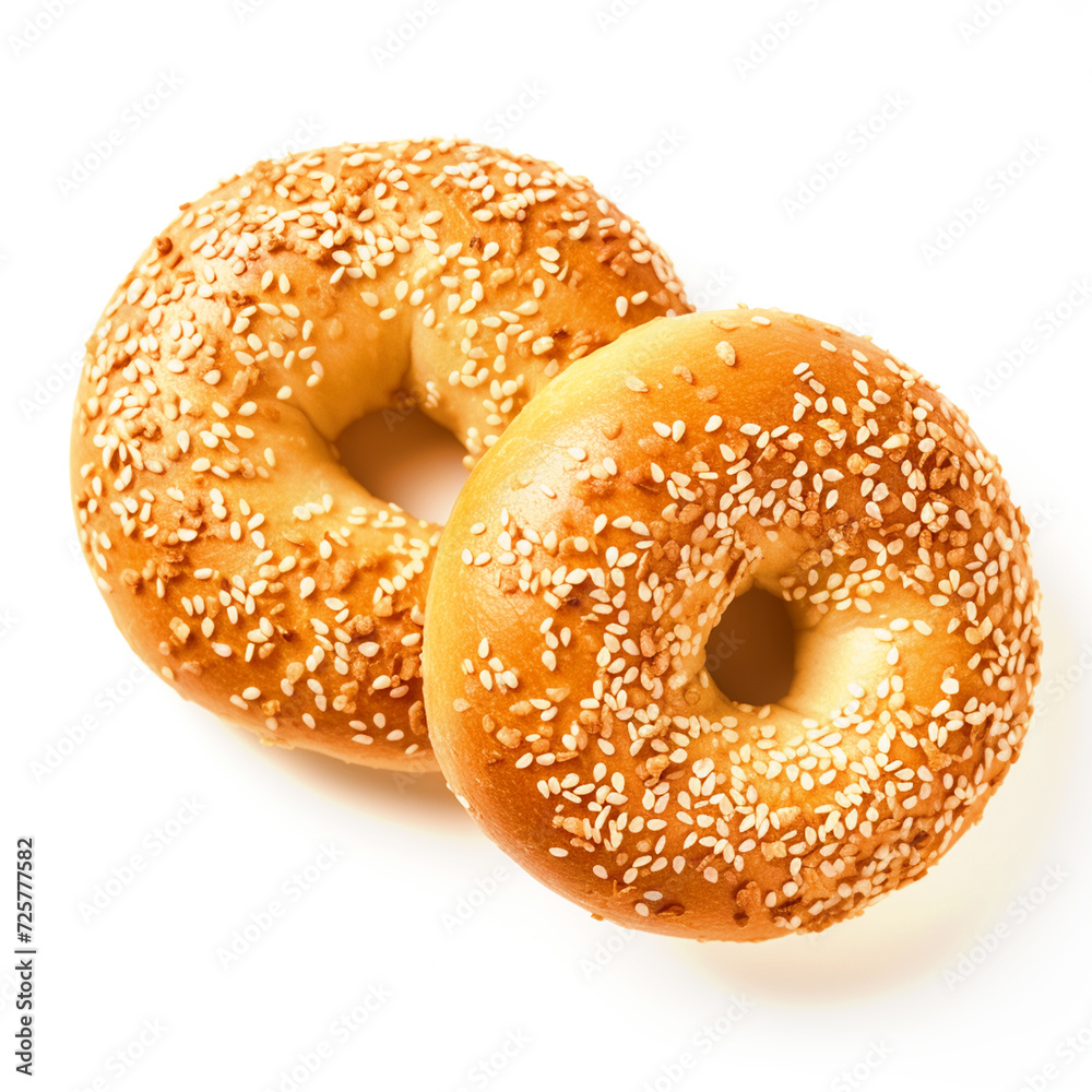 Two donuts on isolated white background - ai generative Two donuts on isolated white background - ai generative