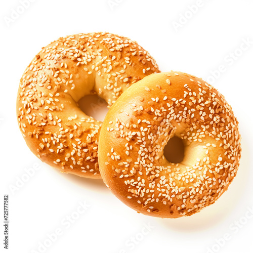 Two donuts on isolated white background - ai generative
