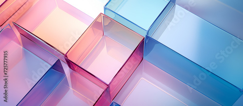 glass colorful cubes abstract background, futuristic background, geometric background