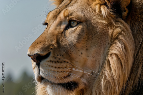 A Close Encounter with the King of the Jungle  Lion s Profile Reveals Power and Grace in Every Detail