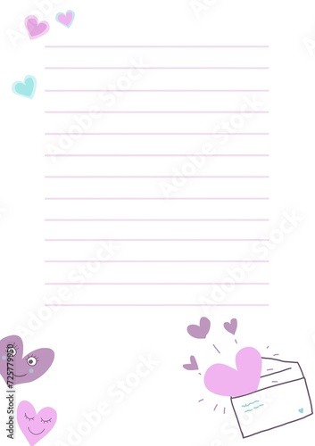 Heart and roses design for love letters, Valentine's day or  notebooks photo