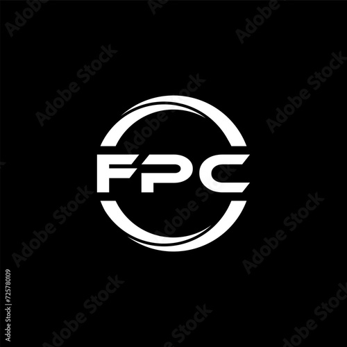 FPC letter logo design with black background in illustrator, cube logo, vector logo, modern alphabet font overlap style. calligraphy designs for logo, Poster, Invitation, etc.