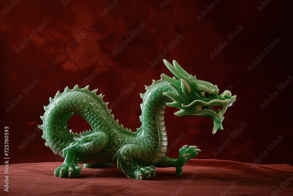 Fototapeta premium green wooden dragon, symbol of chinese new year