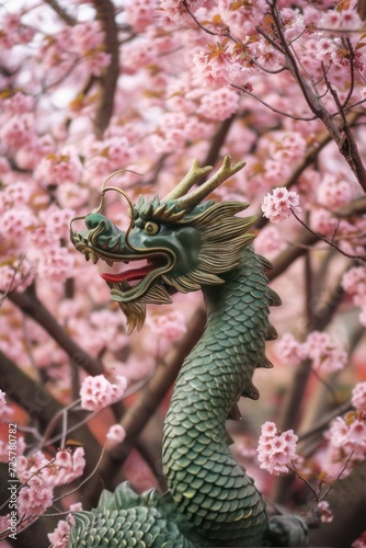 green wooden dragon  symbol of chinese new year