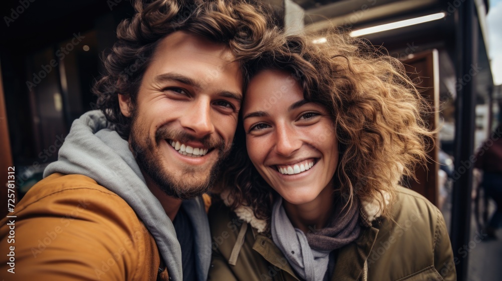 A man and a woman smiling for the camera A man and a woman smiling for the camera