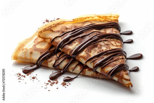 french crepe filled with chocolate on a white background