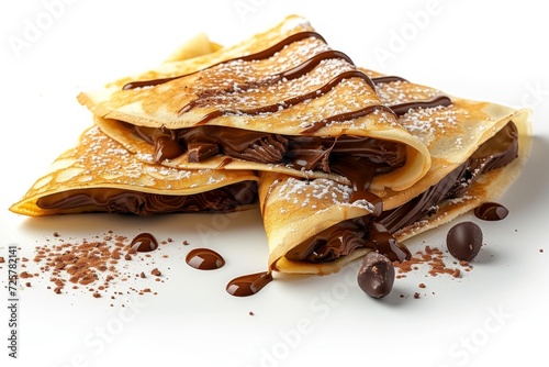 french crepe filled with chocolate on a white background