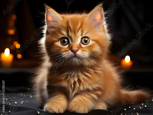 Cute kitten looking at the camera on isolated background