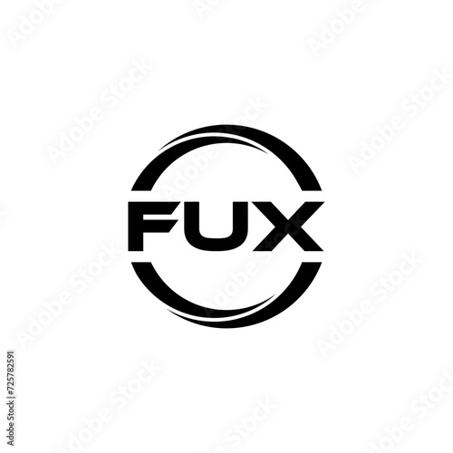 FUX letter logo design with white background in illustrator, cube logo, vector logo, modern alphabet font overlap style. calligraphy designs for logo, Poster, Invitation, etc. photo