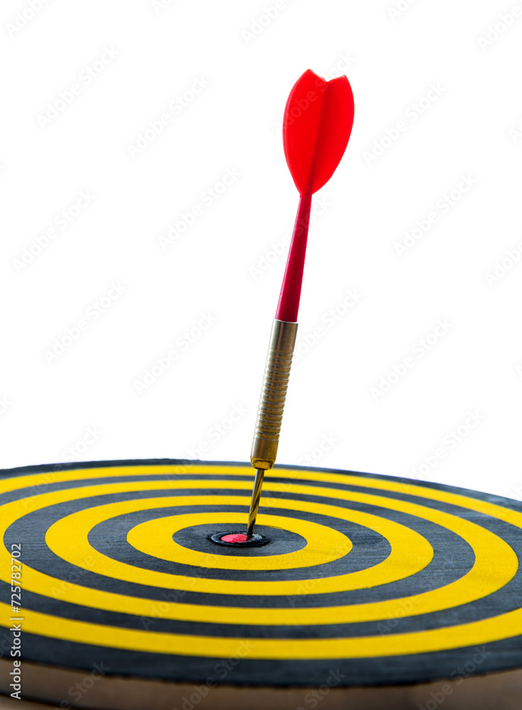 Dart hitting on center target Dart hitting on center target
